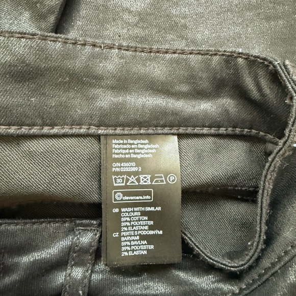 Black Coated Skinny Jeans Faux Leather Look Stretch H&M Size 6 - Picture 4 of 4